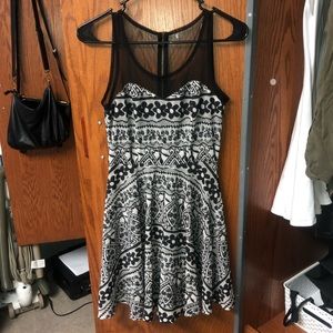 Macy’s Black and White Patterned Mesh Dress